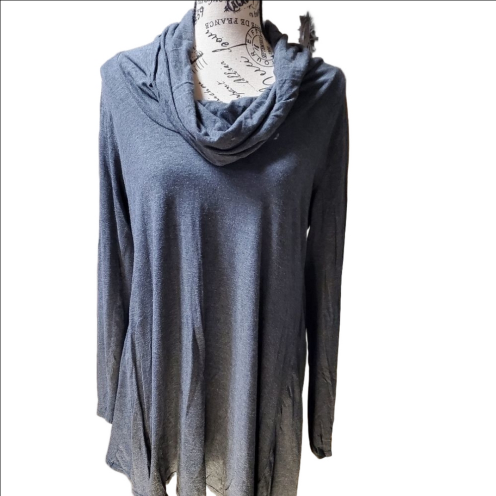 Gray Cowlneck Asymmetrical Tunic Sweater Large